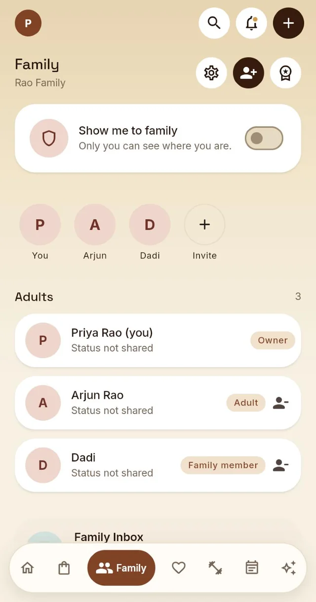 A shared home screen